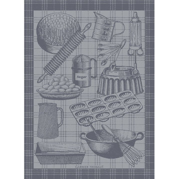 Patissier Gris Kitchen Towel 22"x30", 56cmx77cm, Cotton-Linen blend Set of 4