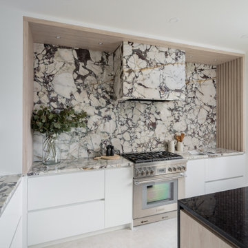 Modern Luxury Kitchen with Dramatic Marble