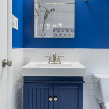 Modern Farmhouse Blue Bathroom Remodeling in Alexandria, VA