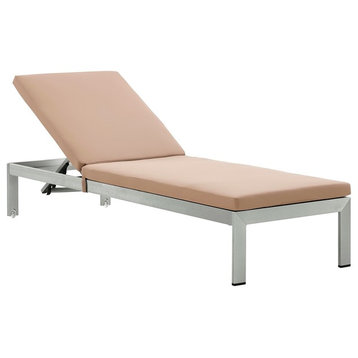 Modern Contemporary Urban Outdoor Patio Chaise Lounge Chair, Brown, Aluminum
