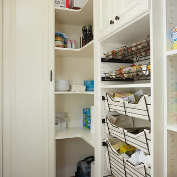 Angled pantry wall with maximized storage