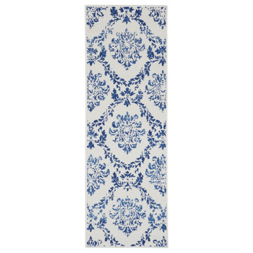 Nourison Whimsicle 2' x 6' Ivory Navy Farmhouse Indoor Area Rug