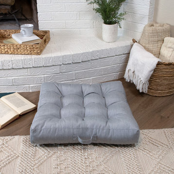 Sorra Home Sunbrella Canvas Granite Square Floor Pillow With handle 24x24x5"