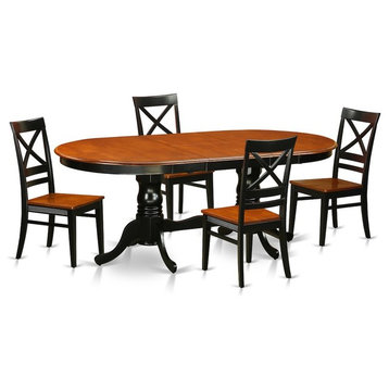5-Piece Dining Room Set, Table With 4 Wooden Chairs, Black
