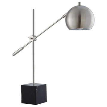 Posh Living Ameya Table Lamp 5ft Power Cord Marble Stone Base Stainless Steel