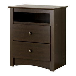 Prepac Fremont Espresso Tall Nightstand with Open Cubbie - Nightstands And Bedside Tables
