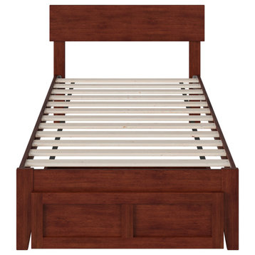 Boston Twin Bed With Foot Drawer, Walnut