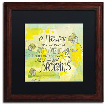 Elizabeth Caldwell 'Blooms Quote' Art, Wood Frame, Black Mat, 16x16