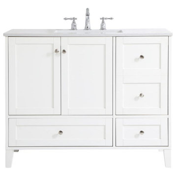 Elegant sommerville 42" Single Bathroom Vanity VF18042WH - White
