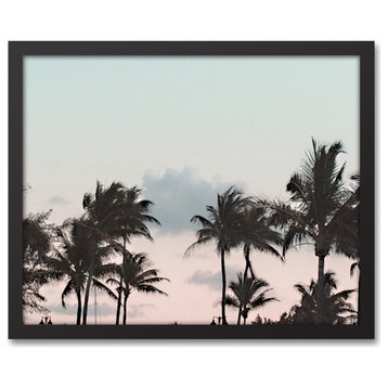 Palm Sunset 20x16 Black Framed Canvas