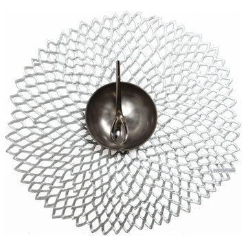 Pressed Dahlia Table Mat, Silver
