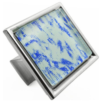 Hand Brush Surreal Blue Clouds Crystal Glass Brushed Nickel Madison Classic Knob