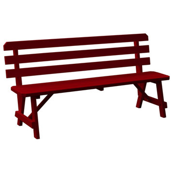 Pine 5' Traditional Backed Bench, Tractor Red