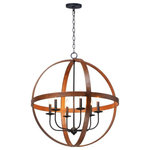 Maxim Lighting - Maxim Lighting 27576APBK Compass, 6 Light Pendant, Multi-Color - The sphere has become one the most popular stylesCompass 6 Light Pend Antique Pecan/Black *UL Approved: YES Energy Star Qualified: n/a ADA Certified: n/a  *Number of Lights: 6-*Wattage:60w B10 Candelabra bulb(s) *Bulb Included:No *Bulb Type:B10 Candelabra *Finish Type:Antique Pecan/Black
