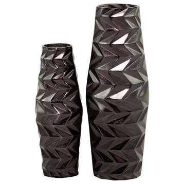 Modern Black Aluminum Metal Vase Set 562204