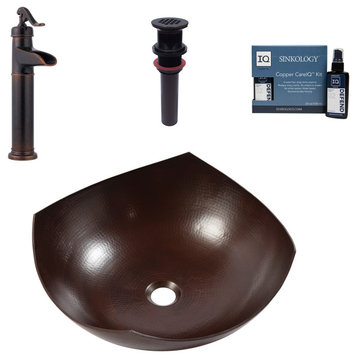 Lovelace Copper 16.5" Vessel Bath Sink with Ashfield Faucet Kit