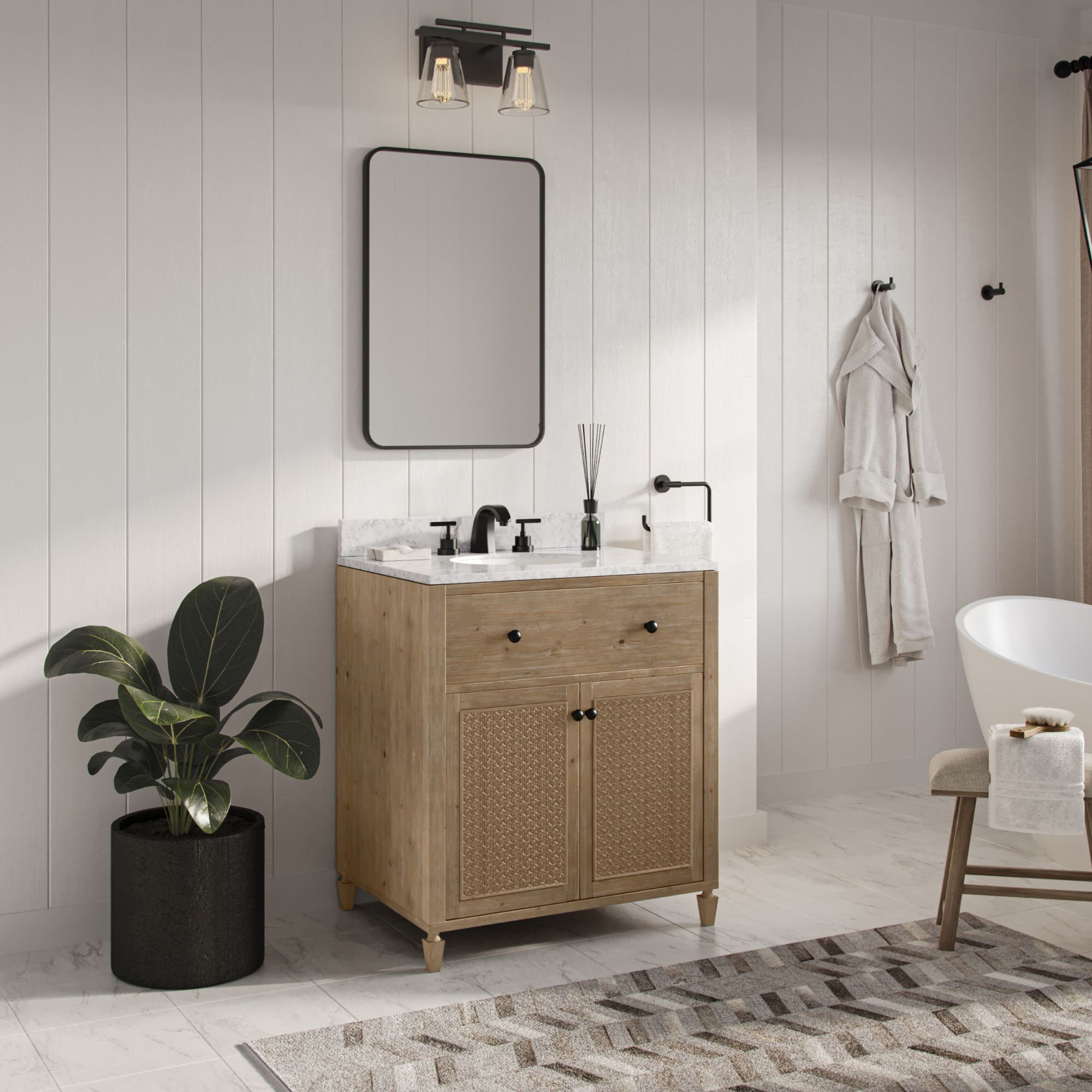 Annie Bathroom Vanity, Weathered Fir, 30", Single Sink, Freestanding