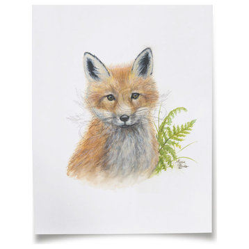 "Woodland Littles 2" Fox Paper Print, Unframed, 13x19