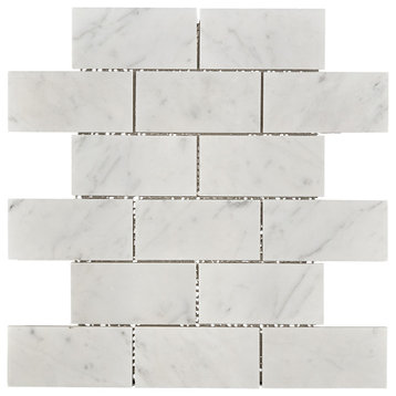 Burgos White Marble Mosaic Floor and Wall Tile, Box of 11