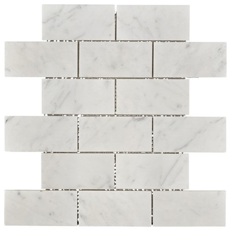 Burgos White Marble Mosaic Floor and Wall Tile, Box of 11