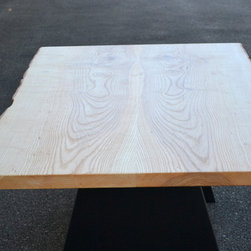 Live Edge Ash Table with Modern Style Baset - Table Tops And Bases