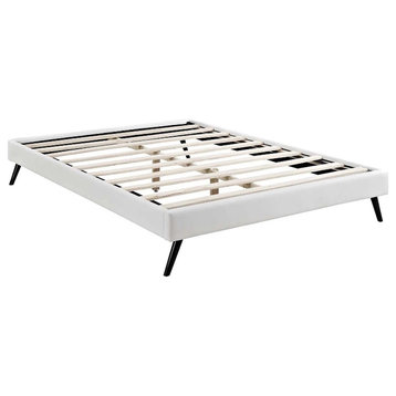 Modway Loryn King Vinyl Bed Frame with Round Splayed Legs in White