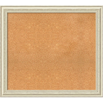 Framed Cork Board, Country White Wash Wood, 36x32