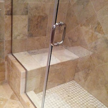 Beach Shower, Bench And Glass Door