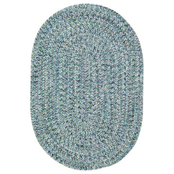Sea Pottery Braided Oval Rug, Blue, 2'x8' Runner
