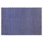 Bareens Designer Rugs - Modern Ailsa Blue/Ivory WoolandSilk Rug 6'2"x9'2" - This elegant hand knotted rug features a modern fusion of beauty, with its interlocking geometric and minimalist pattern. This exclusive rug defies the ordinary by fusing art and design with detail and craftsmanship. A repeating intricate pattern of styli