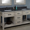 72"Rustic Solid Fir Double Sink Vanity, Driftwood, Wk8472+wk Sq Top