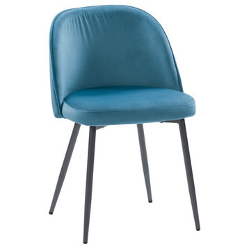 CorLiving Ayla Velvet Upholstered Side Chair, Blue