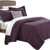 Chic Garibaldi Barcelo 8-Piece Traditional Embroidery Quilt Set, King Plum
