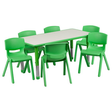 23.625''W X 47.25''L Adjustable Rectangular Green Plastic Activity Table Set