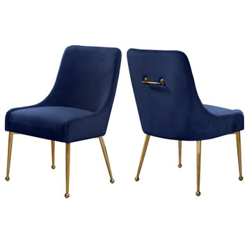 The Cue Dining Chair, Navy and Gold, Velvet (Set of 2)