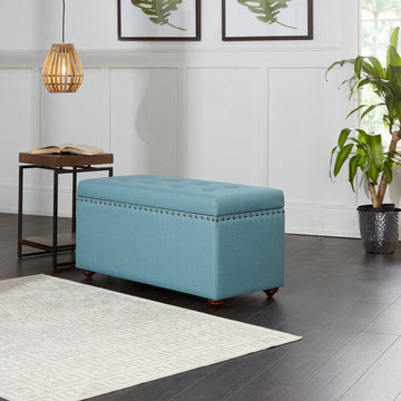 Penelope Nail Head Storage Bench