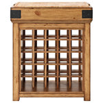 Crosley Furniture - Roots Bistro Wine Island - The Crosley Bistro Wine Server combines the beauty of a reclaimed wood look, the function of a wine rack, and the utility of a kitchen island. Its butcher block top is perfect for prep tasks and is detachable, offering the luxury of a serving tray, extra storage, and easy cleaning. With the ability to host up to 25 bottles of wine, this classic piece is sure to satisfy all of your serving needs.