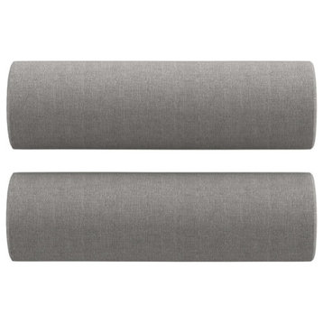 vidaXL Throw Pillows 2 Pcs Round Cylinder Bolster Pillow Light Gray Fabric