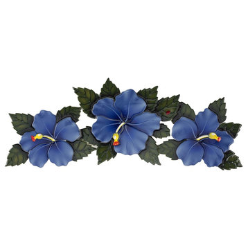 Hibiscus Flowers Ceramic Swimming Pool Mosaic 26"x10", Blue