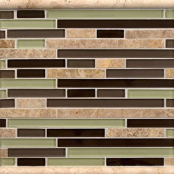 Ivory Travertine And Aspen Interlocking Glass - Tile