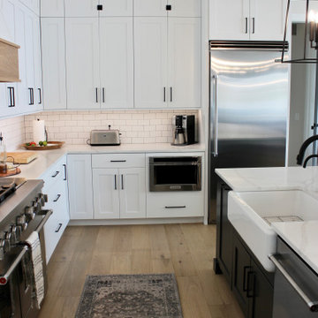 Great Room White and Gray Kitchen with River Views in LeClaire, Iowa