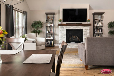 Large transitional home design photo in Chicago