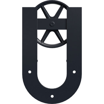 Premium Wagon Wheel Horseshoe Roller Hanger/Bolts for Barn Door, Dark Gray