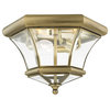 Monterey/Georgetown 3 Light Outdoor Ceiling Light, Antique Brass