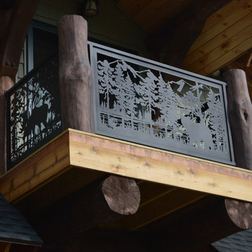 No posts used for Stair and Railing for unique New Hampshire Ski Lodge Log Home