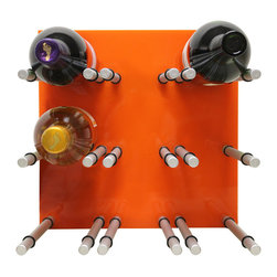 Epicureanist 9 Bottle Acrylic Peg Wine Racks (Orange) - Wine Racks