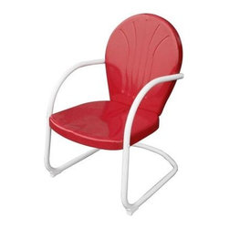 AmeriHome Retro Style Series Red Metal Patio Lawn Chair - Outdoor Lounge Chairs