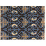 Bareens Designer Rugs - Chic Ziegler Cianna Blue Charcoal Hand-Knotted Wool & Silk Rug - 4'1'' x 5'8'' - Enhance the ambiance of your home with this magnificent Persian-influenced Turkish hand-knotted rug made by skilled artisans capable of creating the most exceptional vegetable dyes and hand-spun wool. This exquisite handmade rug is a one-of-a-kind  Kafkaz, otherwise identified as Chobi, Chobi Peshawar, Oushak, or Ziegler rug. These handmade rugs are crafted in Pakistan utilizing superior-quality wool imported from Australia, New Zealand, and Korea in two types of weaves: the Persian weave and the Mori weave. This rug is meticulously crafted by hand using the finest natural vegetable dyes extracted from local plants. The artisans use a blend of hand-spun local and fine merino wool, resulting in a rug with a compelling texture, higher lanolin content, and longer staple. The artisans occasionally incorporate natural or artificial silk into the pile to enhance specific motifs. The finished product is an awe-inspiring execution of flawless design and an understated palette that exudes elegance.