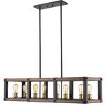 Z-Lite - Kirkland 8 Light Island Light, Rustic Mahogany - Modern industrialism meets country chic in this charming eight-light pendant light constructed of faux barnwood. The open frame is dressed up with clean lines and a warm rustic mahogany finish.