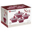 Nea Marble Square Diecast 4-Piece Casserole Set, Non-Stick Stockpots, Red